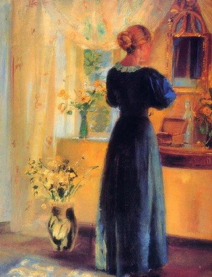 Anna Ancher Young Girl in front of Mirror oil painting picture